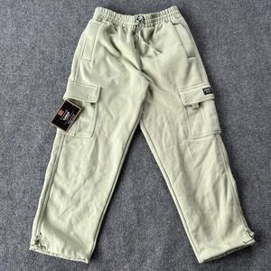 FB County Sweatpants Mens Medium Green Heavyweight Cargo Fleece Joggers Pockets